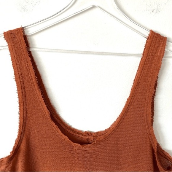 Free People Joni Maxi Tank Cotton Sheer‎ Orange Beige Citrus Sunset Combo L NWT - Picture 7 of 16